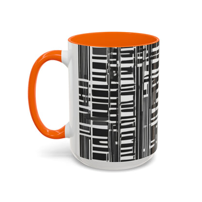 boostlete-iron-intent-pattern-barcode-line-art-0599 — Accent Mug 11/15oz