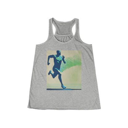 boostlete-am-crew-scene-sprinter-halftone-engraved-0092 — Women's Flowy Racerback Tank (B+C 8800)