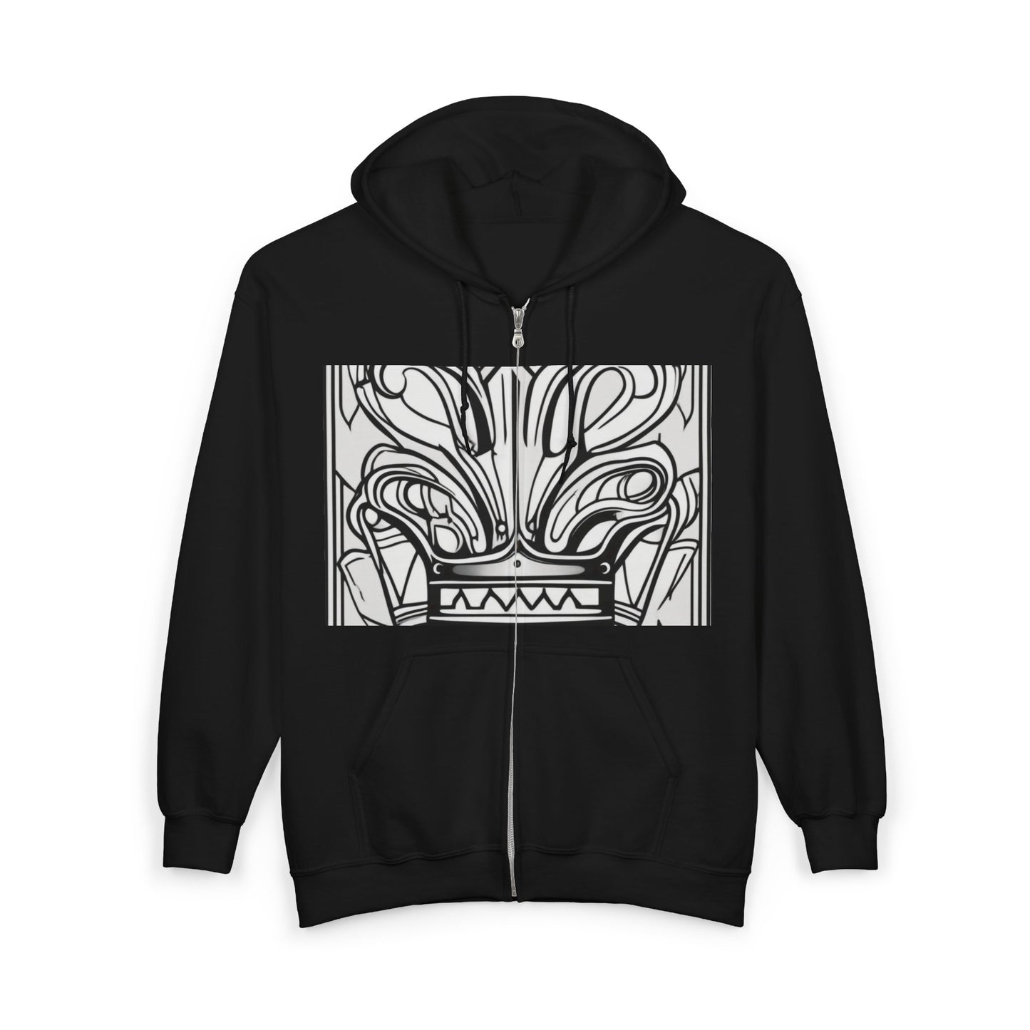 boostlete-boost-mode-icon-crown-offset-line-art-0190 — Unisex Heavy Blend Full-Zip Hooded Sweatshirt