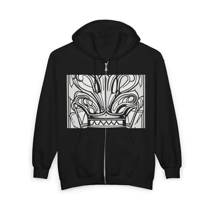 boostlete-boost-mode-icon-crown-offset-line-art-0190 — Unisex Heavy Blend Full-Zip Hooded Sweatshirt