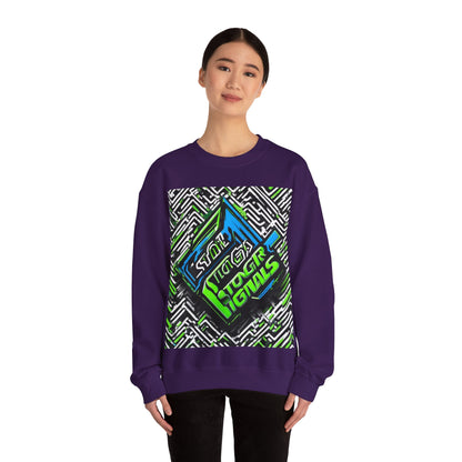 boostlete-am-crew-type-stronger-signals-diagonal-badge-1077 — Unisex Heavy Blend Crewneck (G18000)