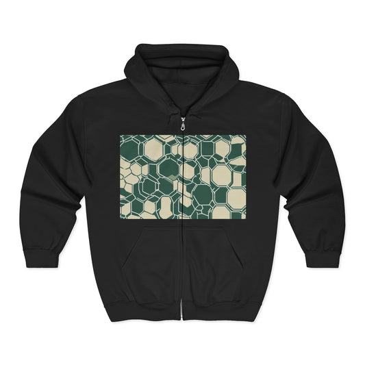 boostlete-iron-intent-pattern-hex-blueprint-0271 — Unisex Heavy Blend Full-Zip Hooded Sweatshirt