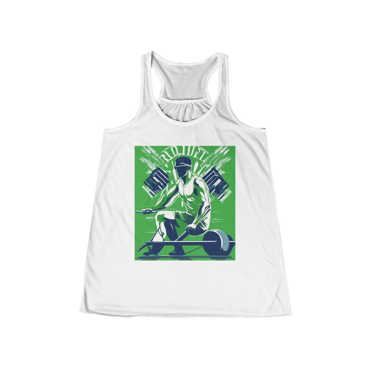 boostlete-am-crew-scene-rower-grainy-bold-0172 — Women's Flowy Racerback Tank (B+C 8800)