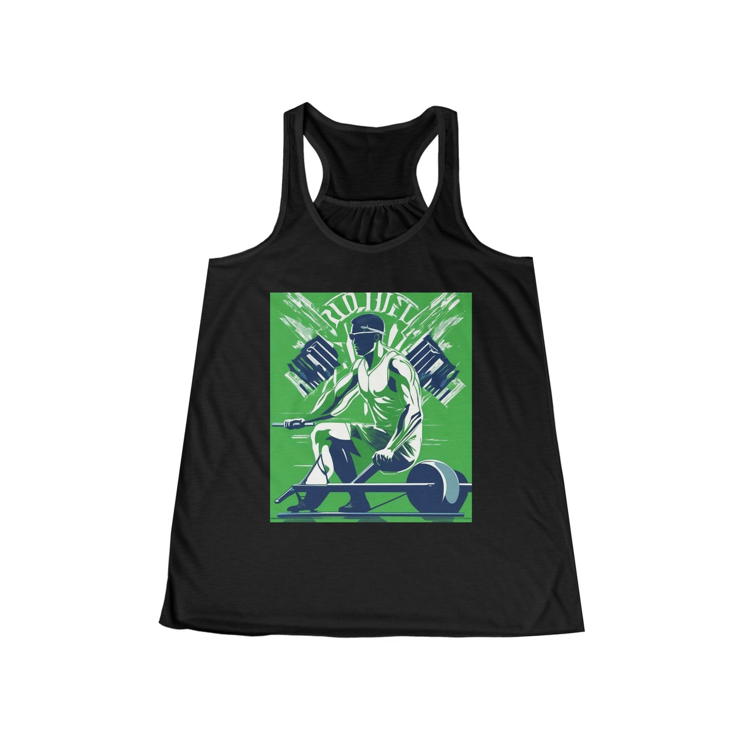 boostlete-am-crew-scene-rower-grainy-bold-0172 — Women's Flowy Racerback Tank (B+C 8800)