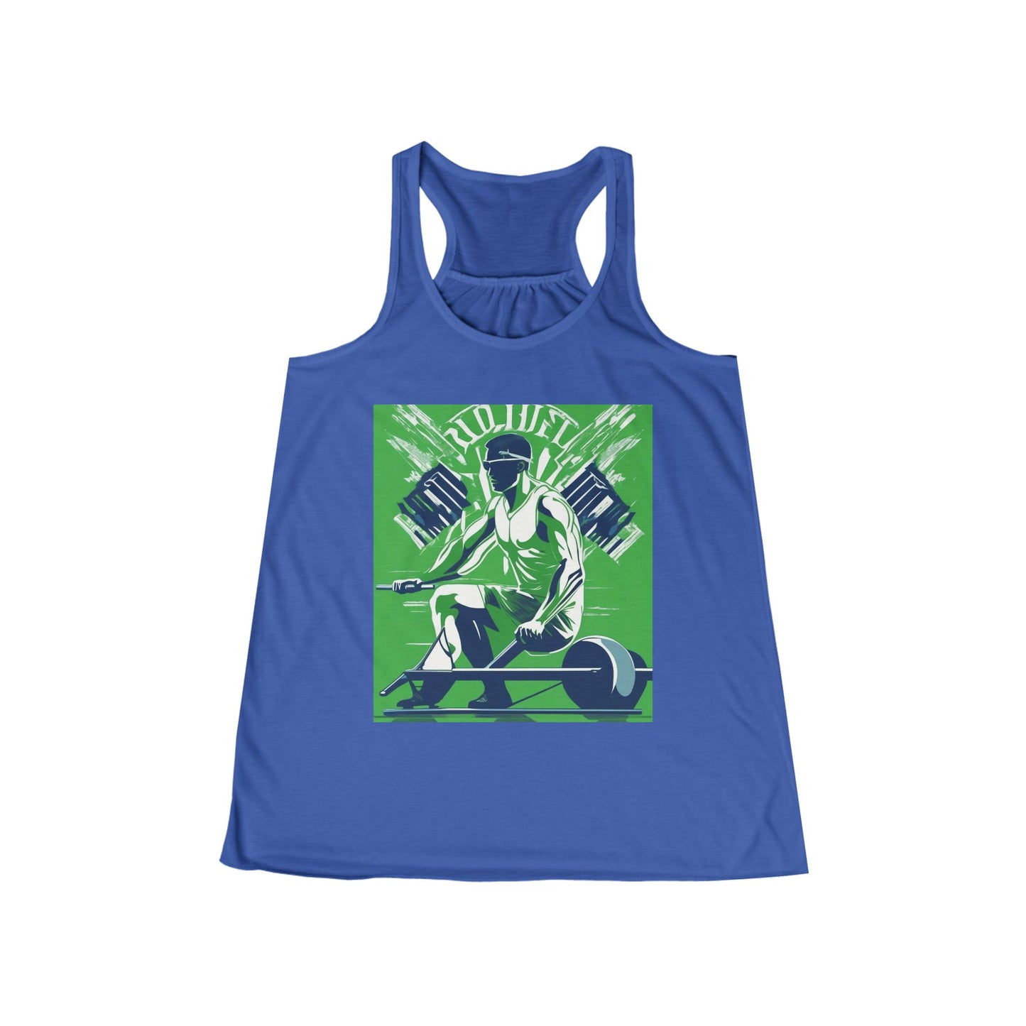 boostlete-am-crew-scene-rower-grainy-bold-0172 — Women's Flowy Racerback Tank (B+C 8800)