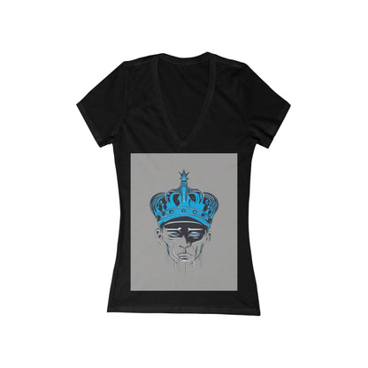 boostlete-am-crew-icon-crown-grainy-monoline-0022 — Women's Deep V-Neck Tee (B+C 6035)