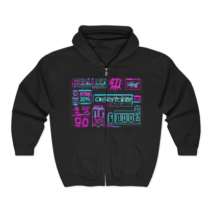 boostlete-rise-grind-type-battery-100-effort-split-blueprint-0205 — Unisex Heavy Blend Full-Zip Hooded Sweatshirt
