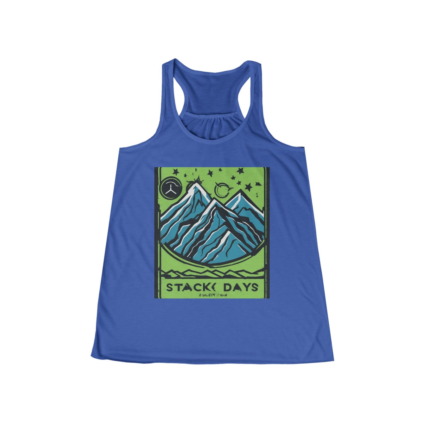 boostlete-pr-season-icon-mountain-grainy-badge-0154 — Women's Flowy Racerback Tank (B+C 8800)
