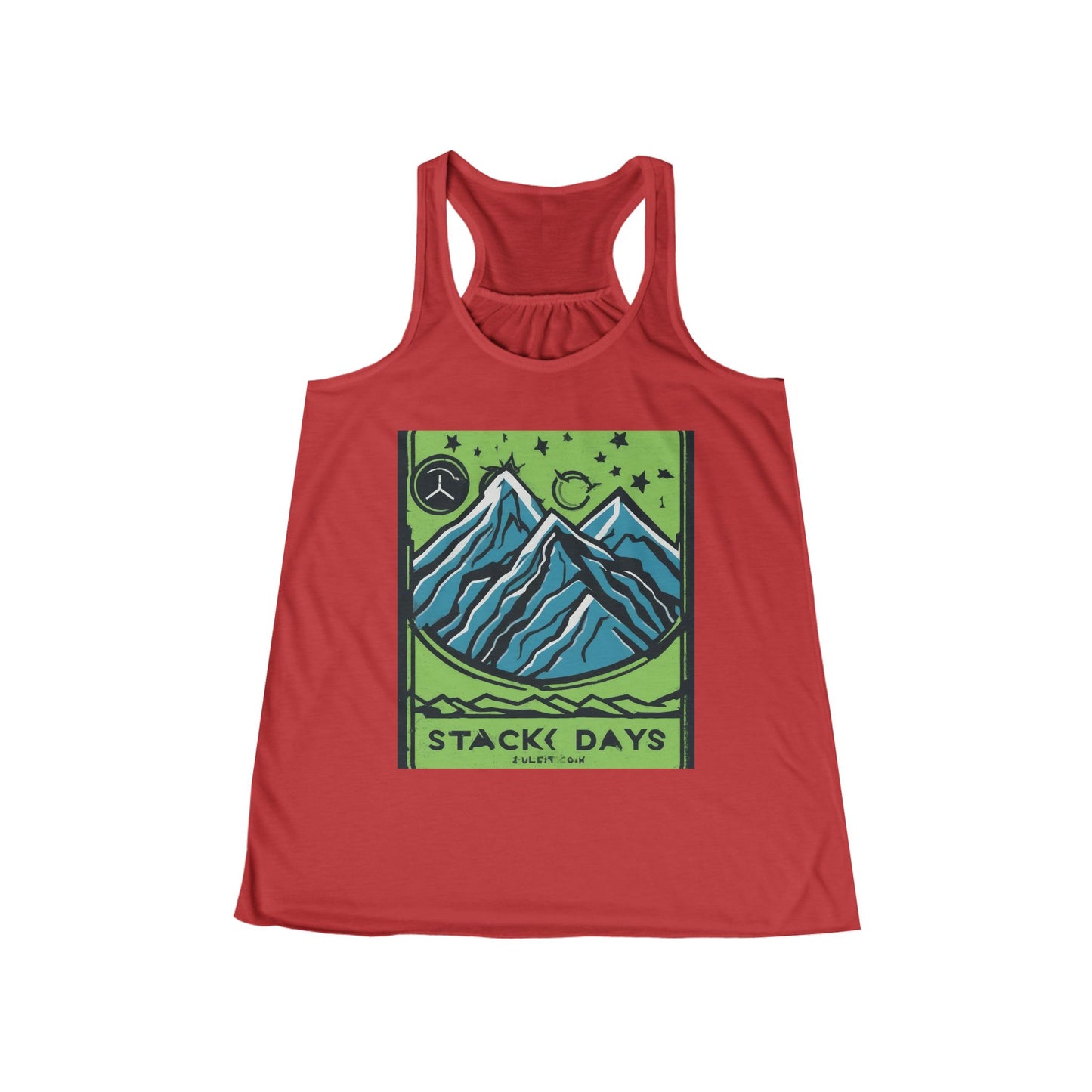 boostlete-pr-season-icon-mountain-grainy-badge-0154 — Women's Flowy Racerback Tank (B+C 8800)