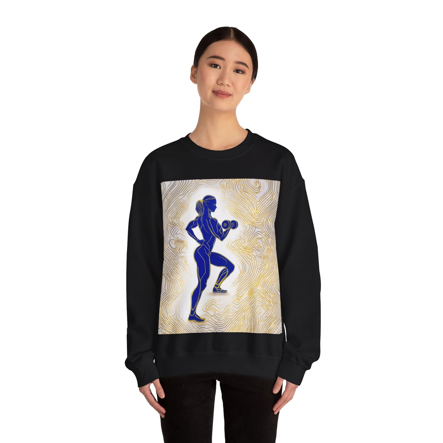 boostlete-iron-intent-scene-lunge-neon-line-art-0392 — Unisex Heavy Blend Crewneck (G18000)