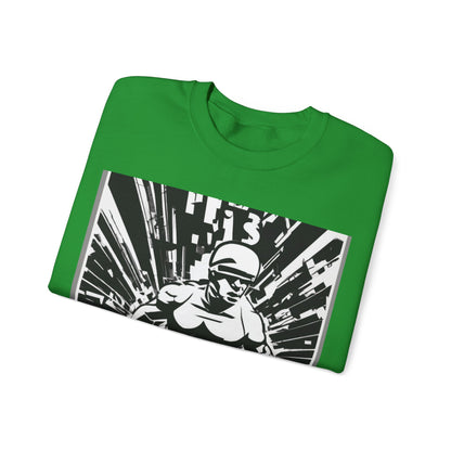 boostlete-field-day-scene-sprinter-halftone-bold-0148 — Unisex Heavy Blend Crewneck Sweatshirt (Gildan)