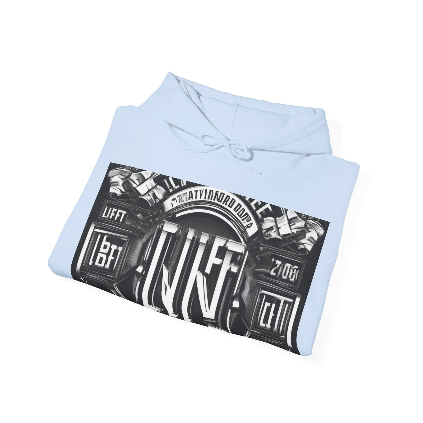boostlete-am-crew-type-lift-the-standard-banner-engraved-0665 — Unisex Heavy Blend Hoodie (G18500)
