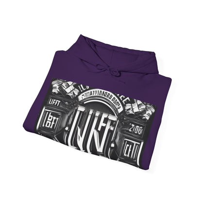boostlete-am-crew-type-lift-the-standard-banner-engraved-0665 — Unisex Heavy Blend Hoodie (G18500)