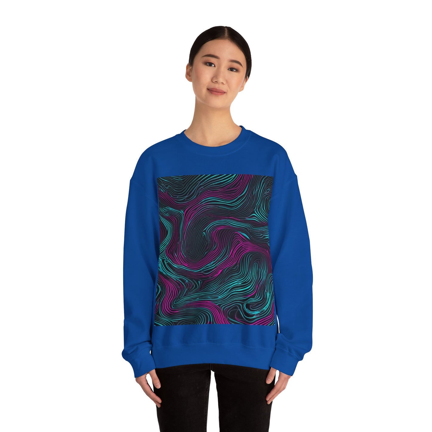 boostlete-am-crew-pattern-topographic-monoline-0075 — Unisex Heavy Blend Crewneck Sweatshirt (Gildan)