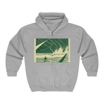 boostlete-mile-by-mile-icon-swimmer-motion-isometric-0078 — Unisex Heavy Blend Full-Zip Hooded Sweatshirt