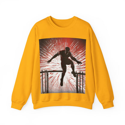 boostlete-recovery-progress-scene-hurdler-halftone-engraved-0212 — Unisex Heavy Blend Crewneck Sweatshirt (Gildan)