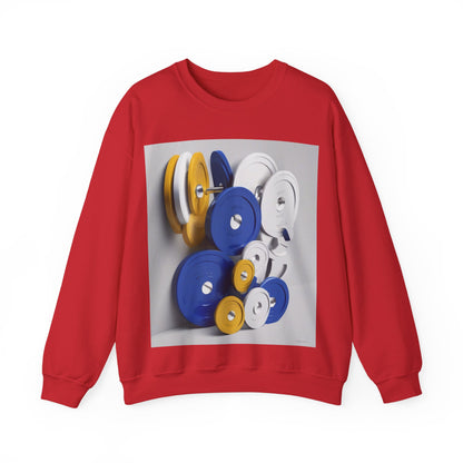 boostlete-field-day-icon-barbell-offset-geometric-0150 — Unisex Heavy Blend Crewneck Sweatshirt (Gildan)