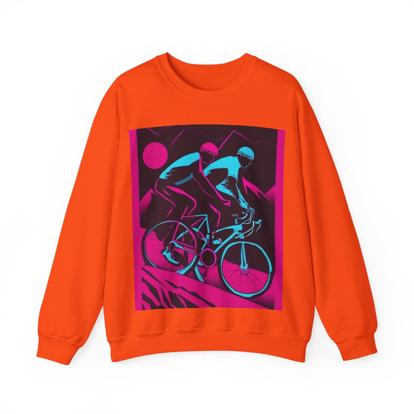 boostlete-rise-grind-scene-cyclist-outline-vector-0868 — Unisex Heavy Blend Crewneck (G18000)