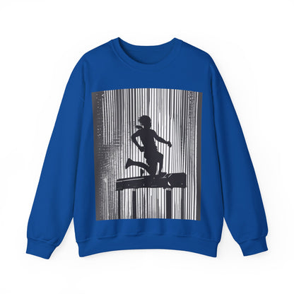 boostlete-am-crew-scene-hurdler-halftone-badge-0956 — Unisex Heavy Blend Crewneck (G18000)