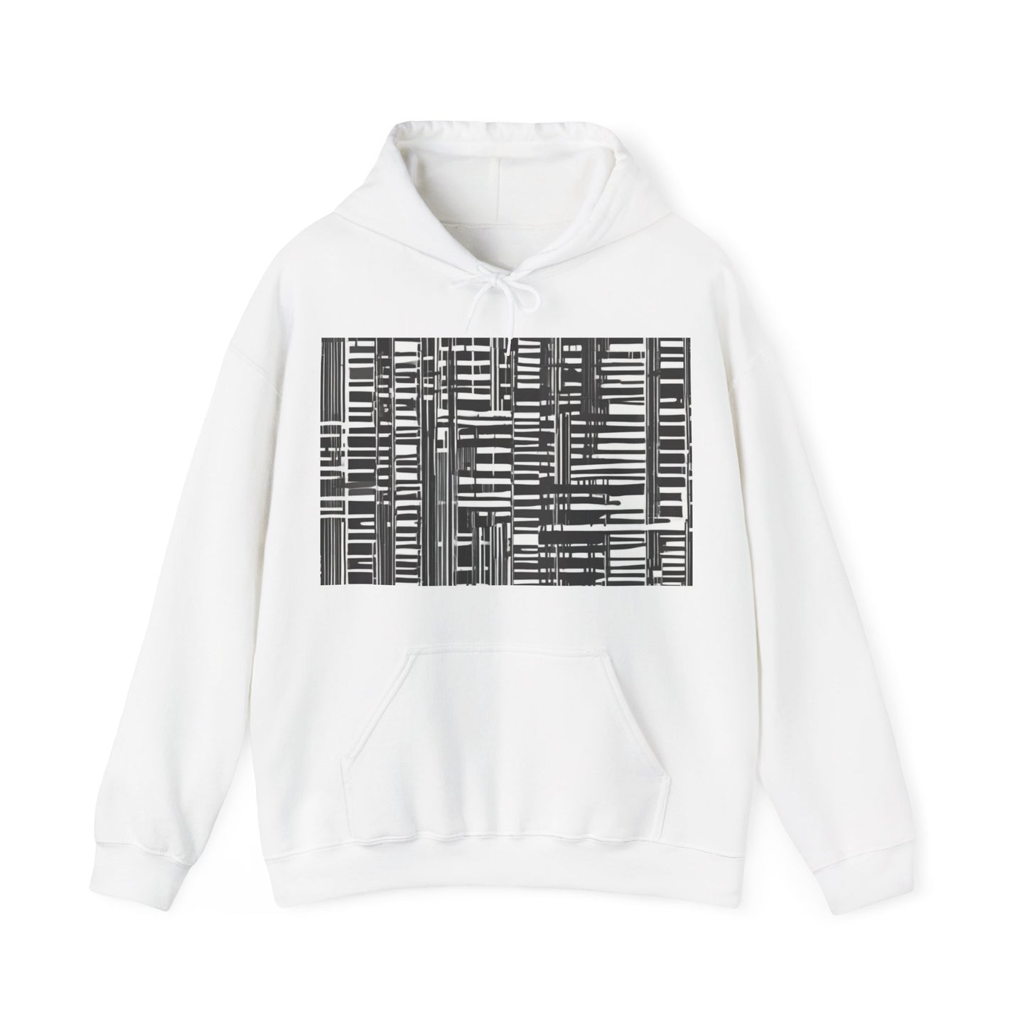 boostlete-iron-intent-pattern-barcode-line-art-0599 — Unisex Heavy Blend Hoodie (G18500)