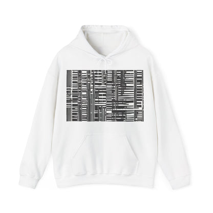 boostlete-iron-intent-pattern-barcode-line-art-0599 — Unisex Heavy Blend Hoodie (G18500)