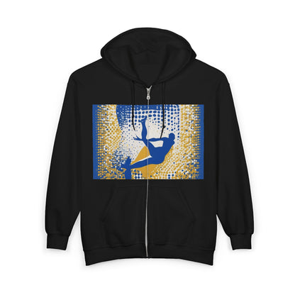 boostlete-field-day-icon-swimmer-halftone-paper-0246 — Unisex Heavy Blend Full-Zip Hooded Sweatshirt