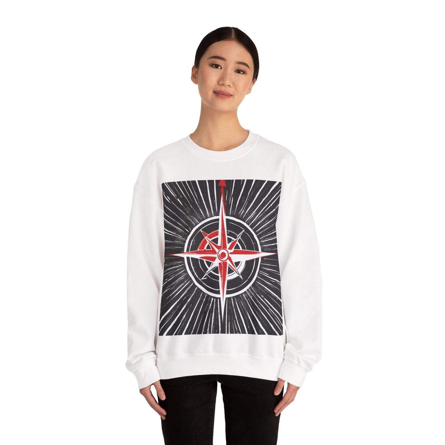 boostlete-boost-mode-icon-compass-chalk-vector-1382 — Unisex Heavy Blend Crewneck (G18000)