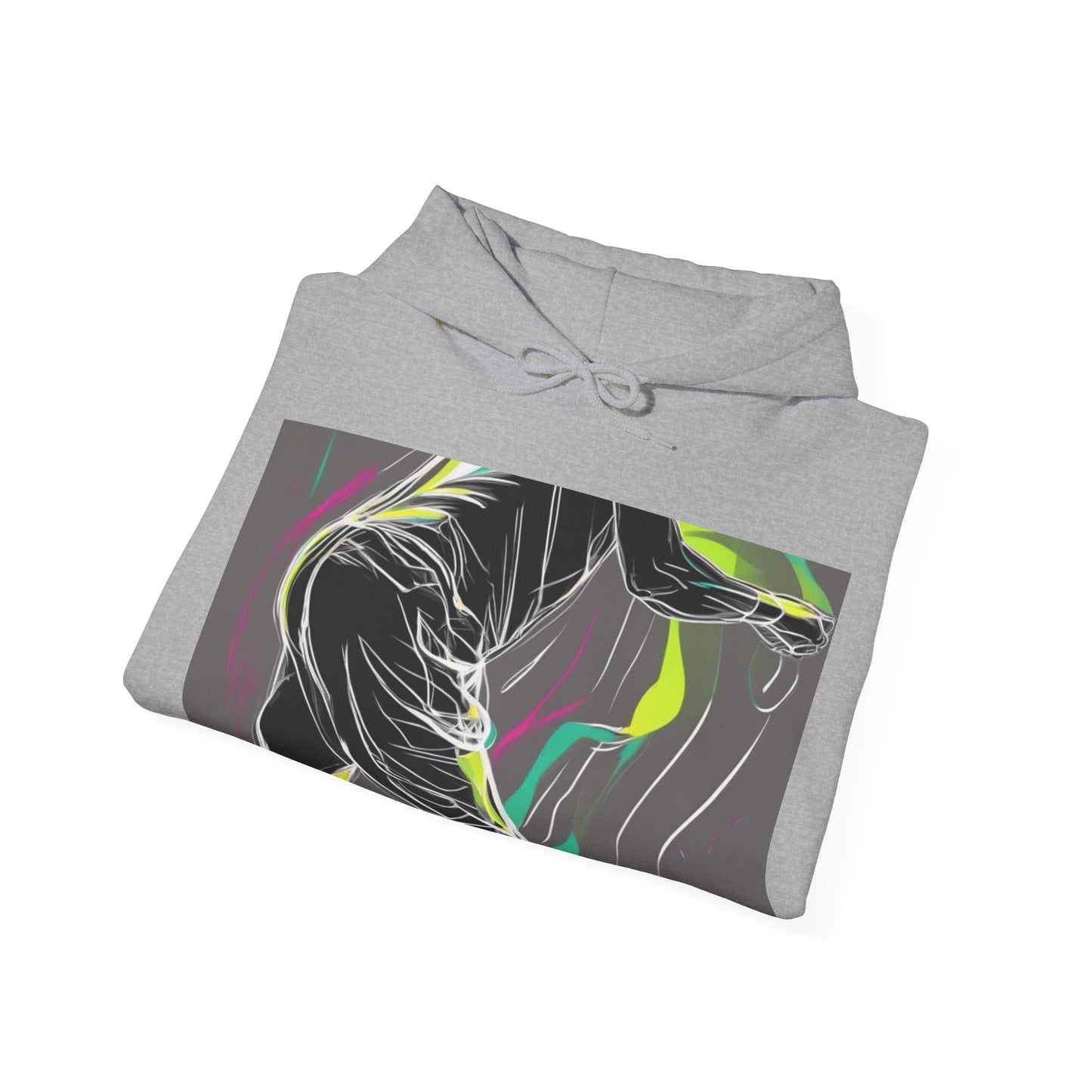 boostlete-iron-intent-scene-athlete-neon-monoline-0140 — Unisex Heavy Blend Hooded Sweatshirt (Gildan)