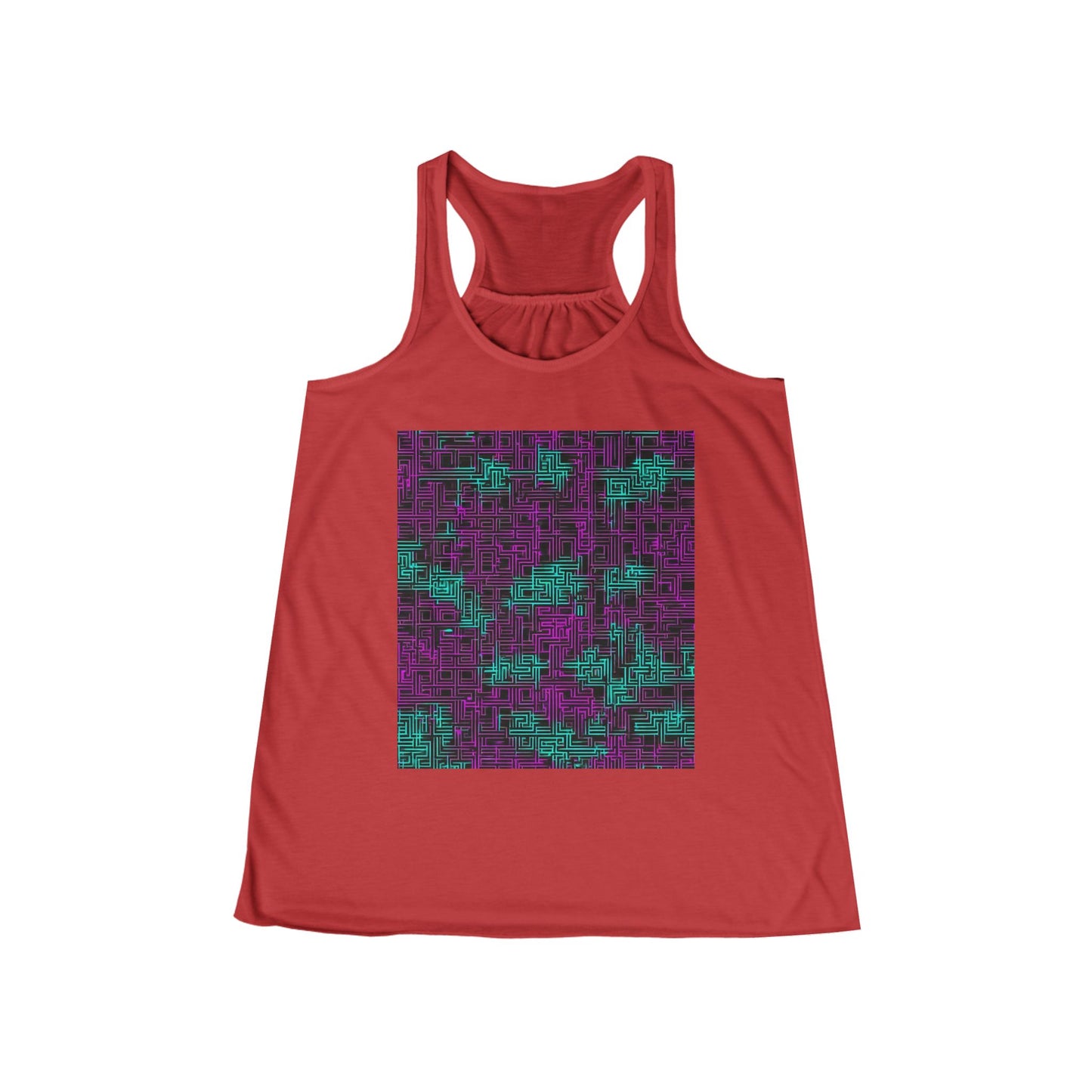 boostlete-boost-mode-pattern-plate-number-monoline-0079 — Women's Flowy Racerback Tank (B+C 8800)