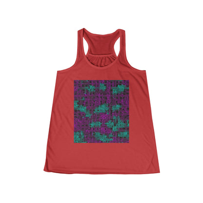 boostlete-boost-mode-pattern-plate-number-monoline-0079 — Women's Flowy Racerback Tank (B+C 8800)