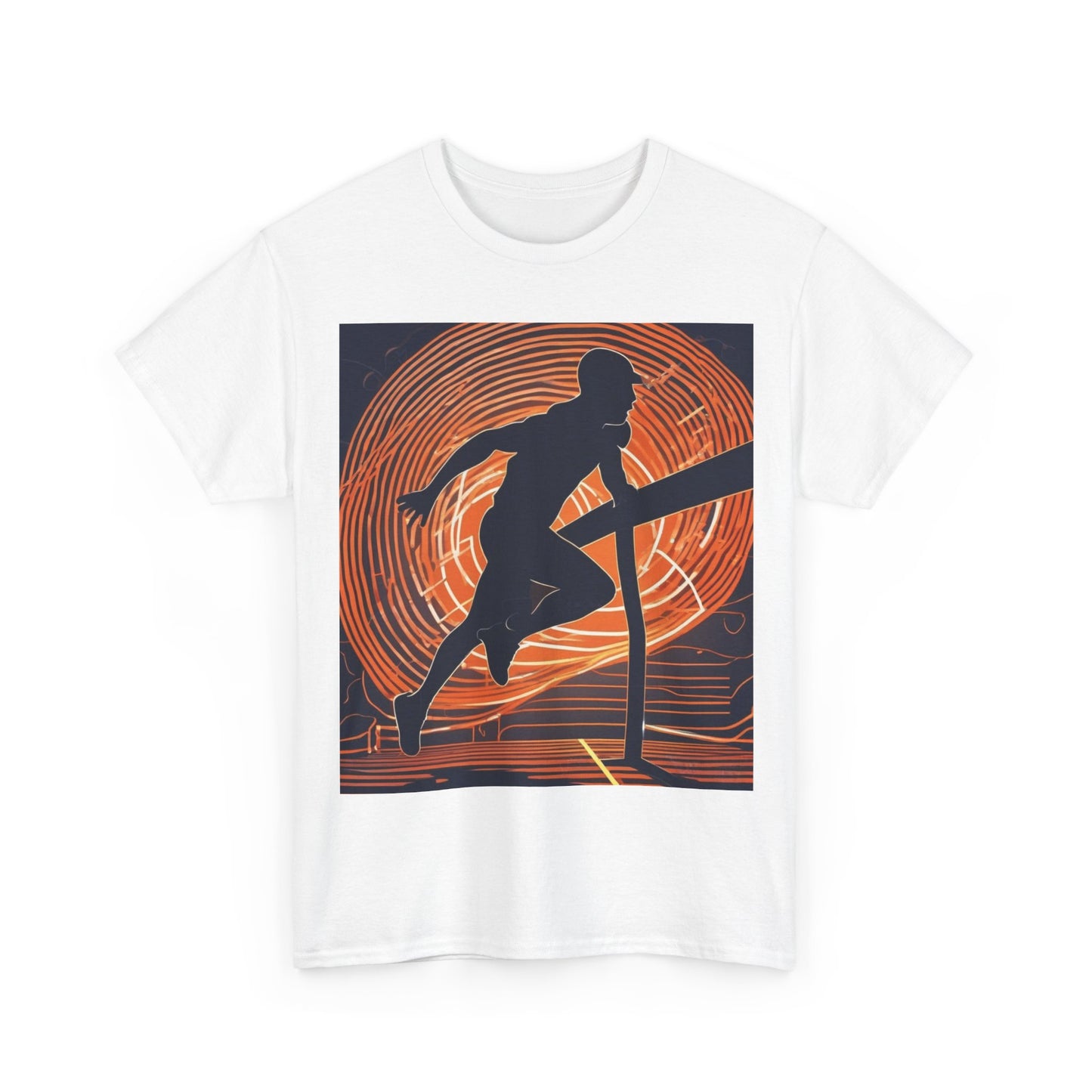 boostlete-iron-intent-scene-hurdler-neon-modern-0264 — Unisex Heavy Cotton Tee (Gildan 5000)