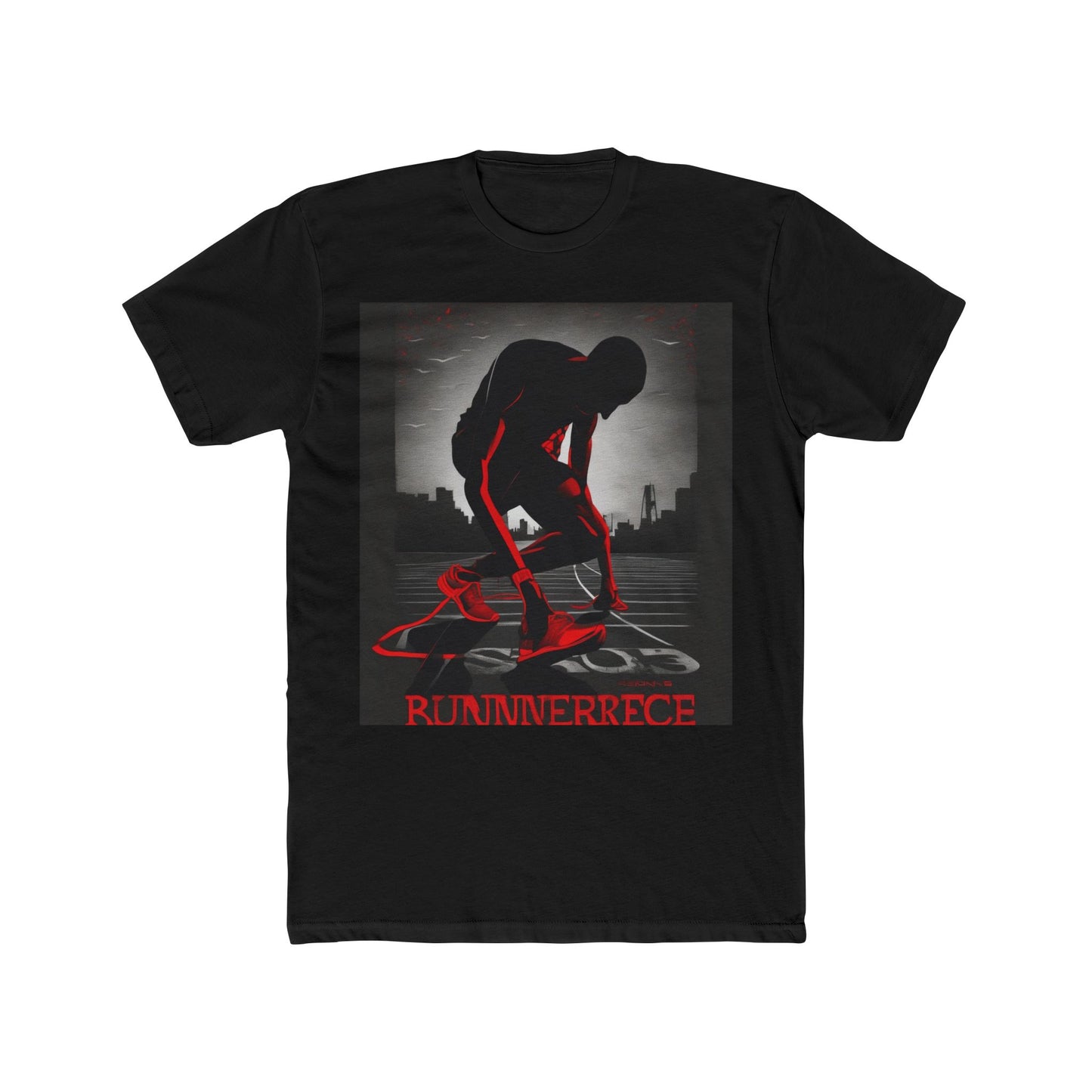 boostlete-mile-by-mile-scene-runner-grainy-bold-0168 — Unisex Cotton Crew Tee (NL 3600)