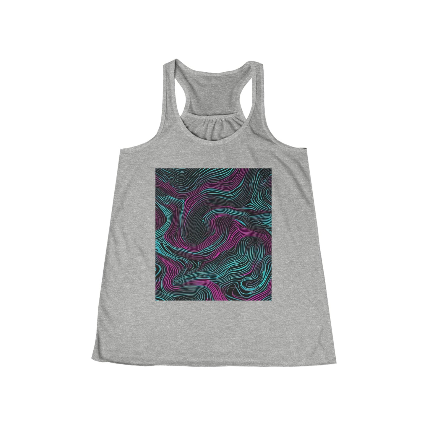 boostlete-am-crew-pattern-topographic-monoline-0075 — Women's Flowy Racerback Tank (B+C 8800)