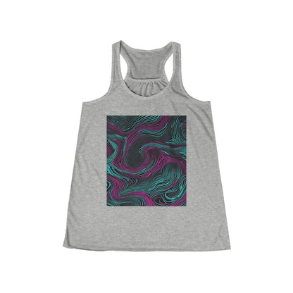 boostlete-am-crew-pattern-topographic-monoline-0075 — Women's Flowy Racerback Tank (B+C 8800)