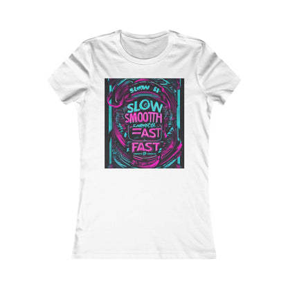 boostlete-recovery-progress-type-slow-is-smooth-smooth-is-fast-banner-engraved-0181 — Women's Favorite Tee (B+C 6004)