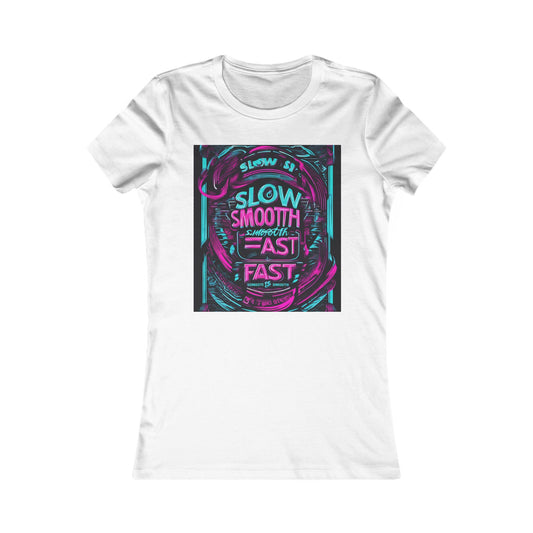 boostlete-recovery-progress-type-slow-is-smooth-smooth-is-fast-banner-engraved-0181 — Women's Favorite Tee (B+C 6004)