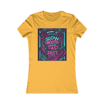 boostlete-recovery-progress-type-slow-is-smooth-smooth-is-fast-banner-engraved-0181 — Women's Favorite Tee (B+C 6004)