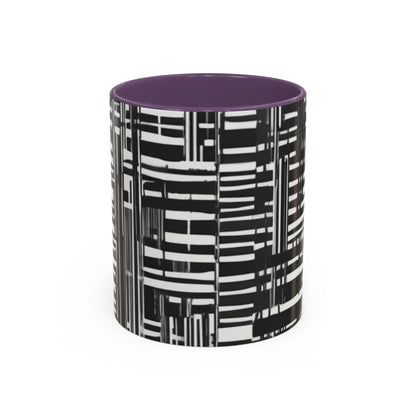 boostlete-iron-intent-pattern-barcode-line-art-0599 — Accent Mug 11/15oz
