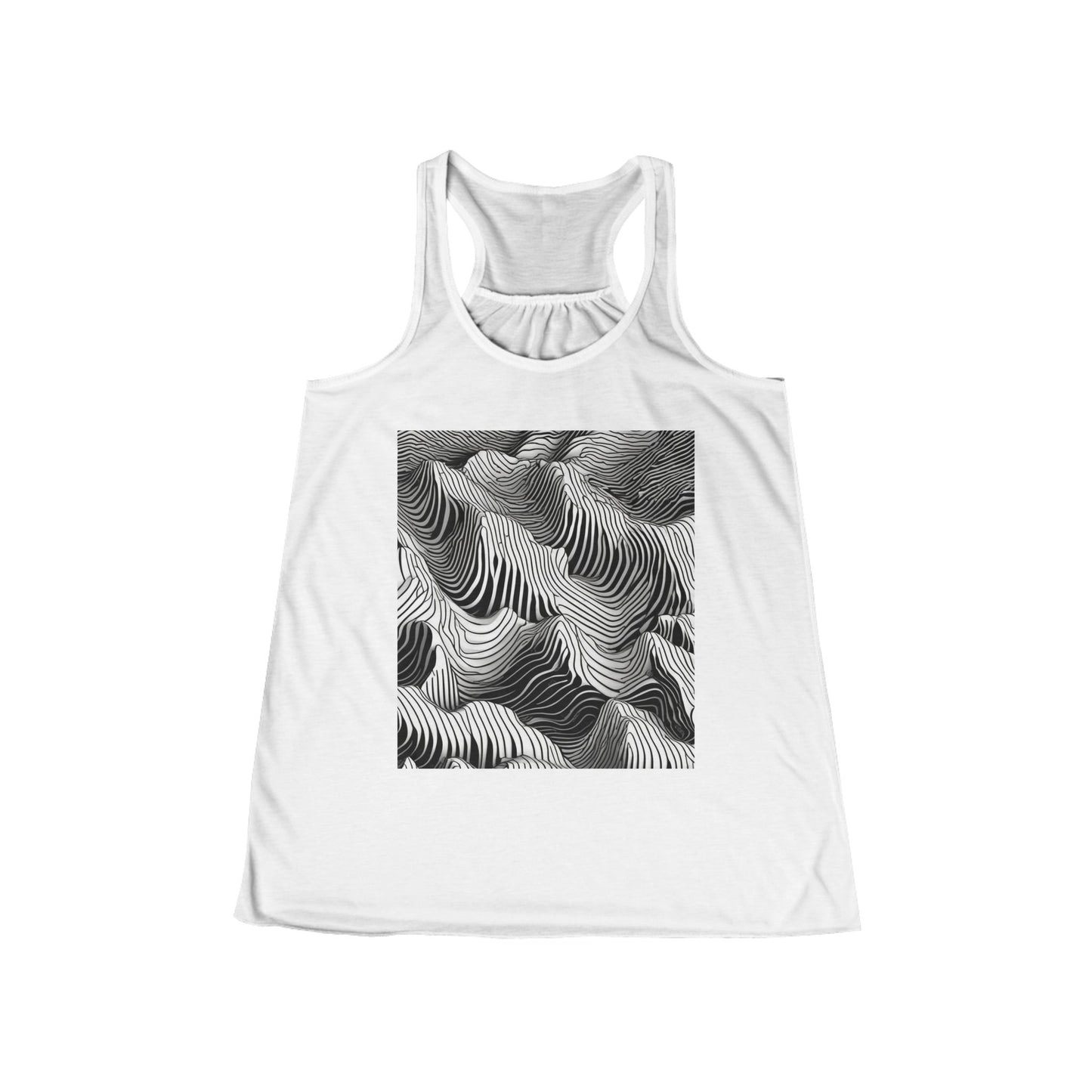 boostlete-field-day-pattern-topographic-isometric-0211 — Women's Flowy Racerback Tank (B+C 8800)