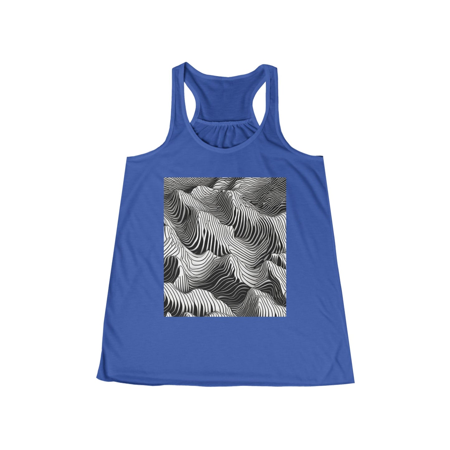 boostlete-field-day-pattern-topographic-isometric-0211 — Women's Flowy Racerback Tank (B+C 8800)