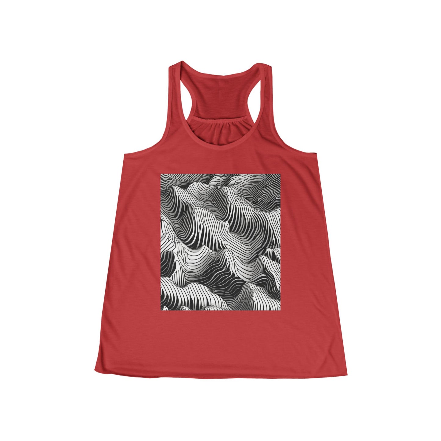 boostlete-field-day-pattern-topographic-isometric-0211 — Women's Flowy Racerback Tank (B+C 8800)
