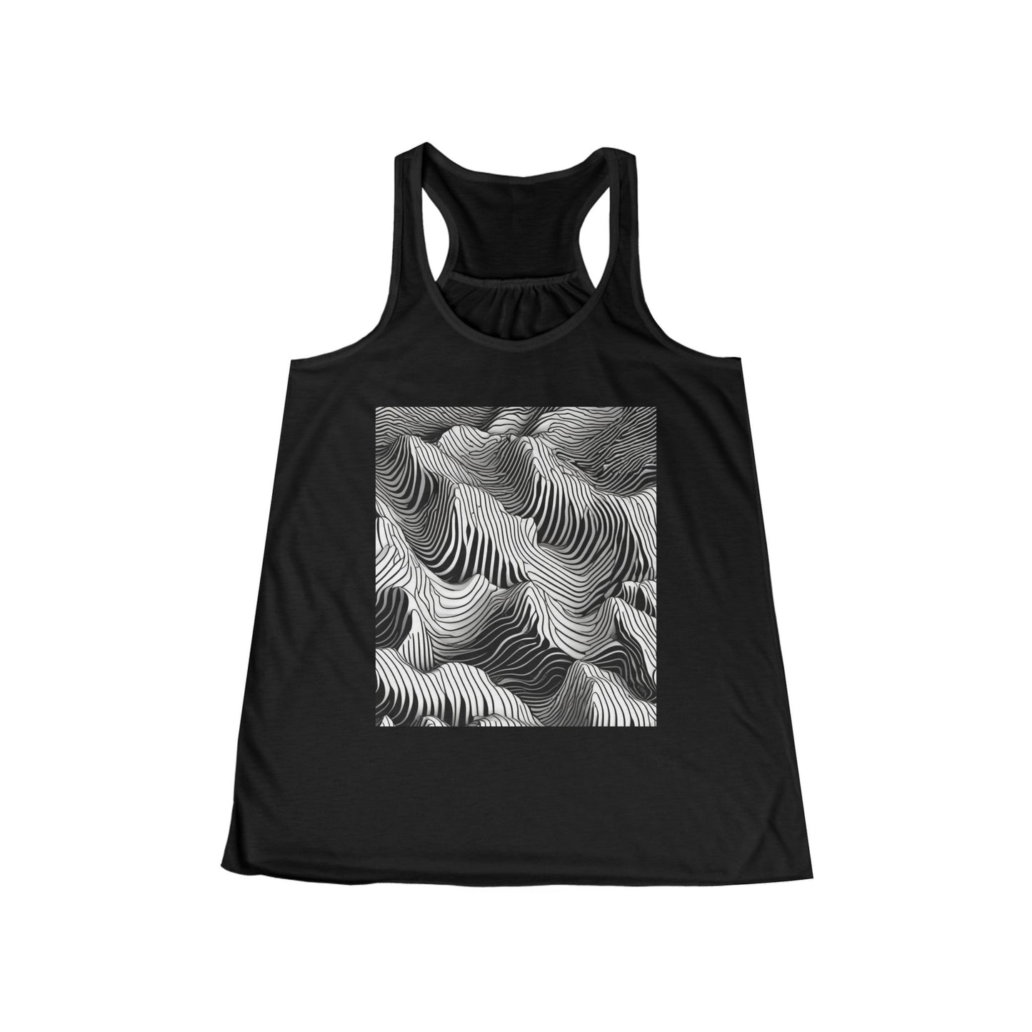 boostlete-field-day-pattern-topographic-isometric-0211 — Women's Flowy Racerback Tank (B+C 8800)