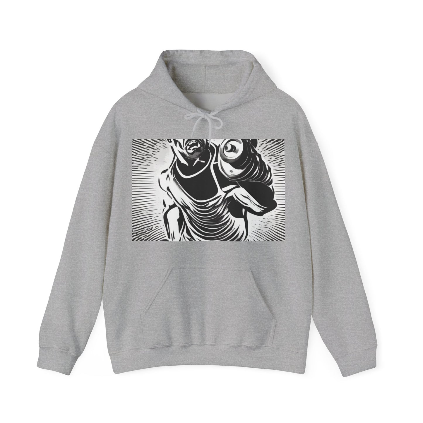 boostlete-pr-season-scene-lunge-halftone-engraved-0096 — Unisex Heavy Blend Hooded Sweatshirt (Gildan)