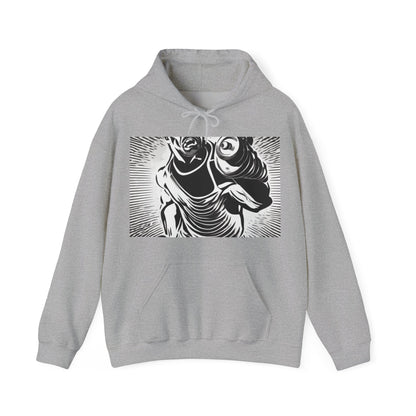 boostlete-pr-season-scene-lunge-halftone-engraved-0096 — Unisex Heavy Blend Hooded Sweatshirt (Gildan)