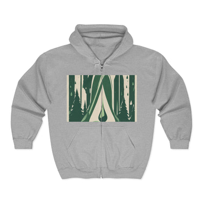 boostlete-quiet-power-icon-water-glitch-retro-0186 — Unisex Heavy Blend Full-Zip Hooded Sweatshirt