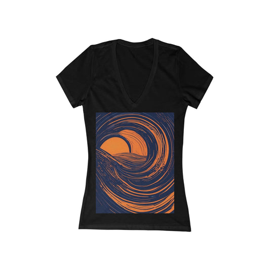 boostlete-rise-grind-icon-sunrise-speed-line-art-0202 — Women's Deep V-Neck Tee (B+C 6035)