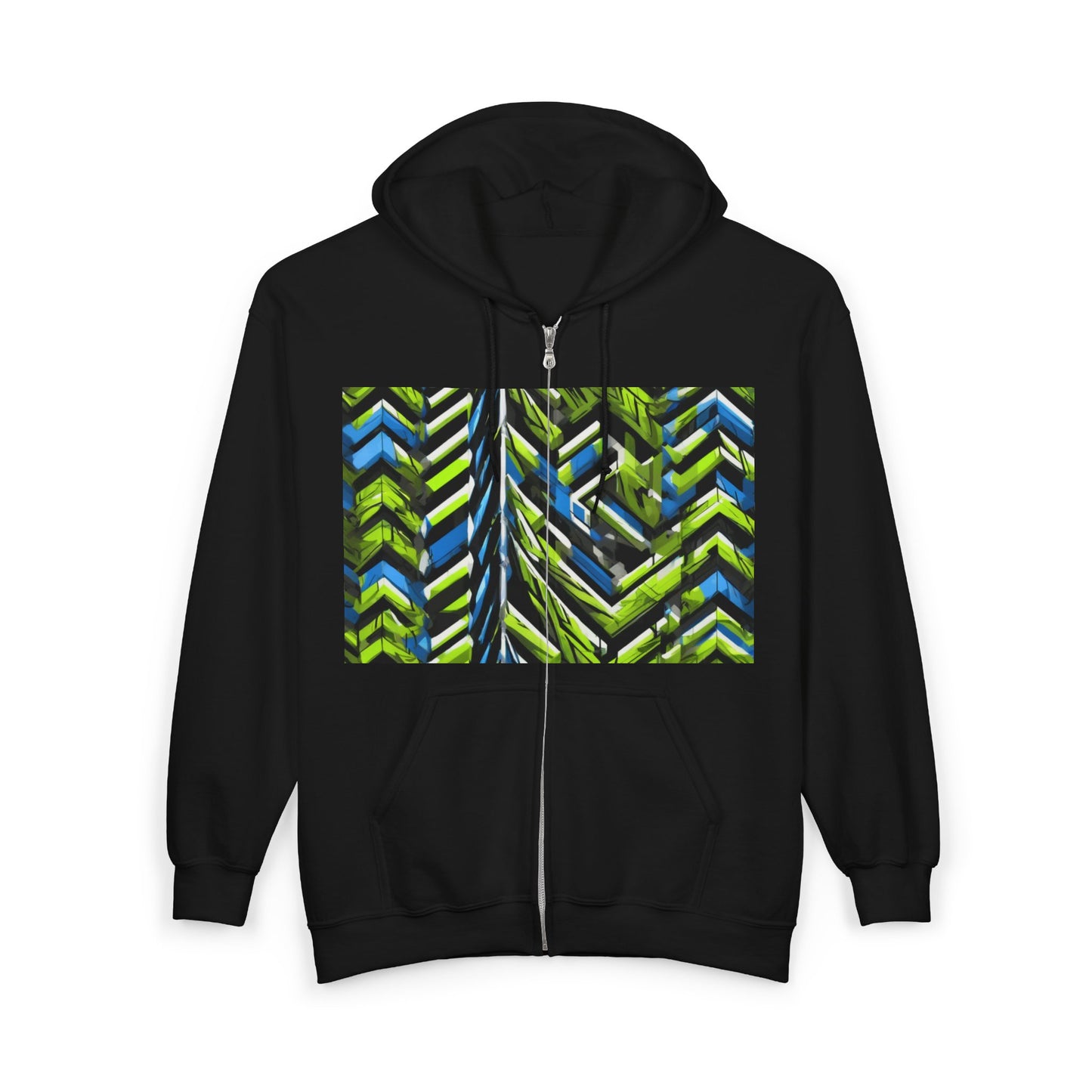 boostlete-rise-grind-pattern-chevron-isometric-0195 — Unisex Heavy Blend Full-Zip Hooded Sweatshirt
