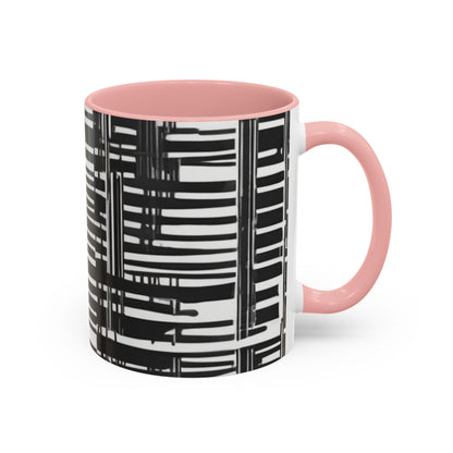 boostlete-iron-intent-pattern-barcode-line-art-0599 — Accent Mug 11/15oz