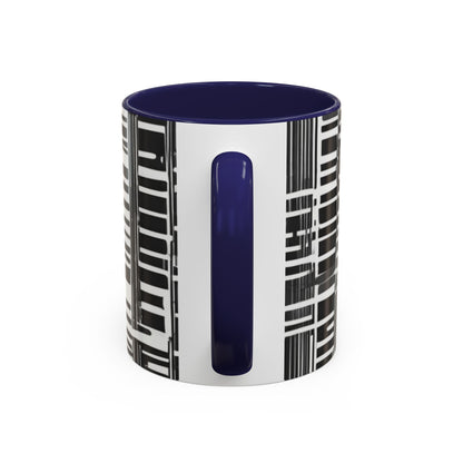 boostlete-iron-intent-pattern-barcode-line-art-0599 — Accent Mug 11/15oz