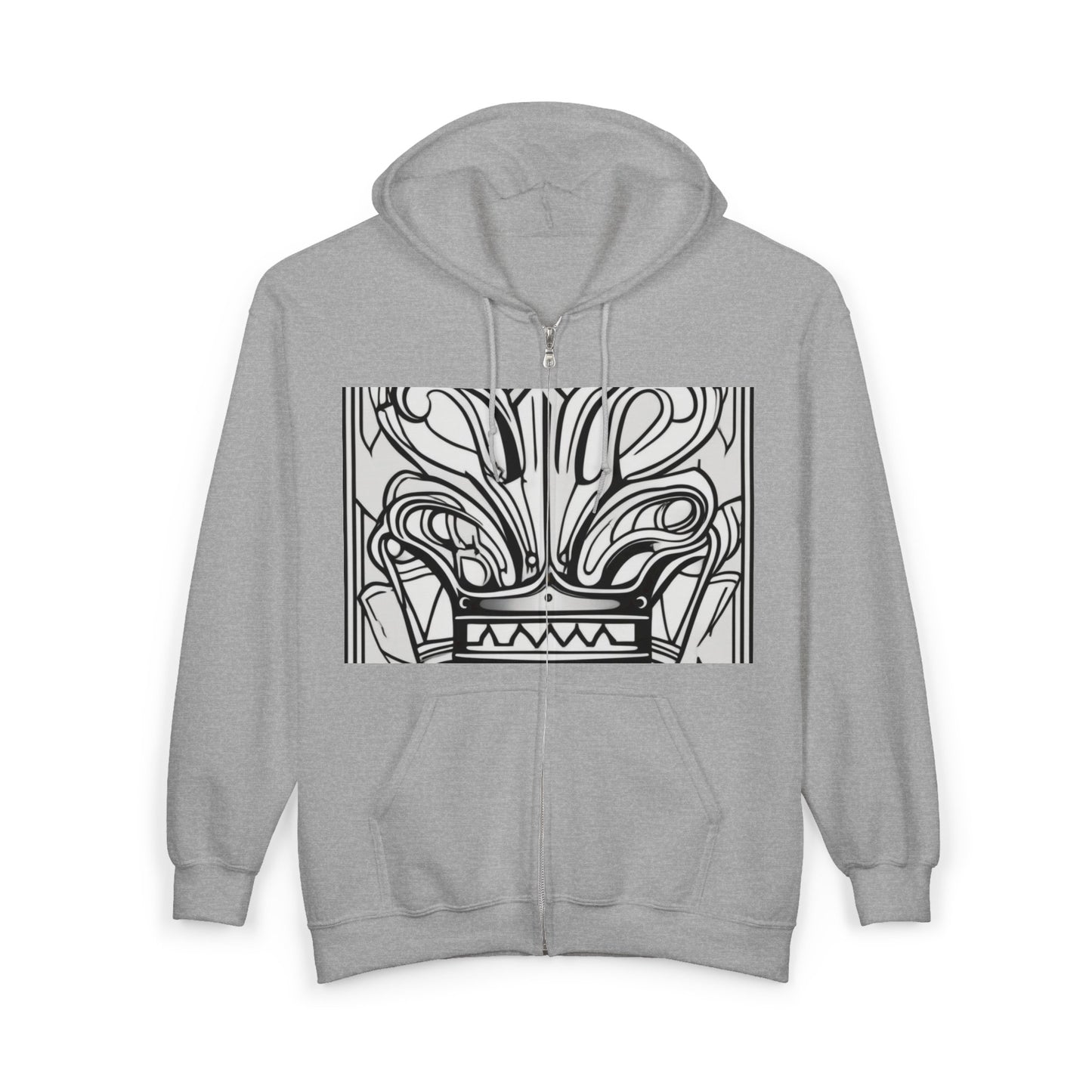 boostlete-boost-mode-icon-crown-offset-line-art-0190 — Unisex Heavy Blend Full-Zip Hooded Sweatshirt